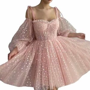 Pink Tulle Heart Pattern Dress